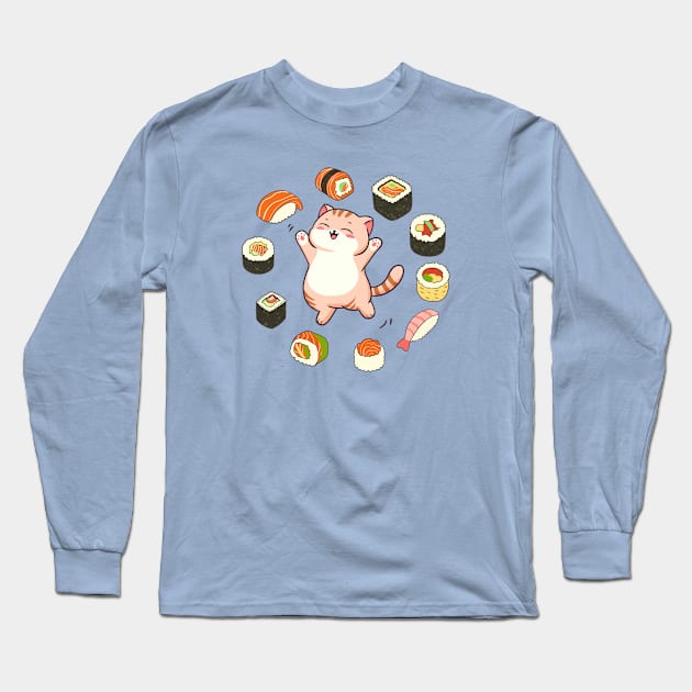 Sushi Cat Delight Long Sleeve T-Shirt by Verbinavision